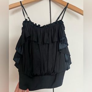 NWT Free People Ruffle Crop Tank Black XS